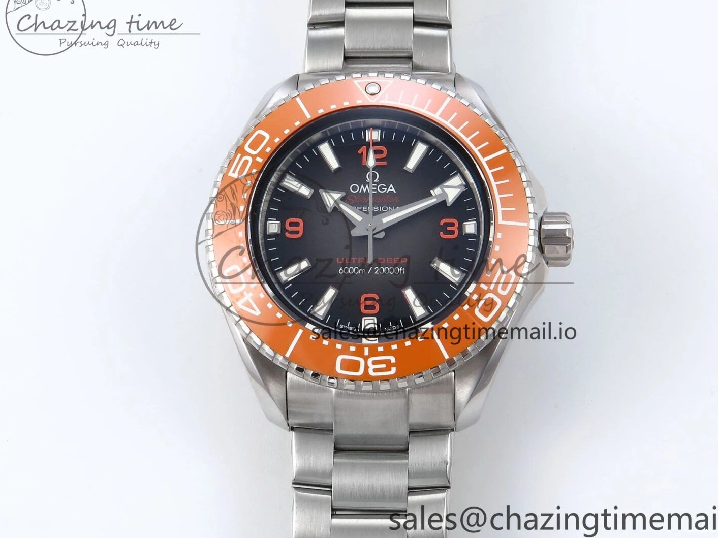0523 Seamaster 6000M Ultra Deep SS VRF 1:1 Best Edition Gray Dial Orange Bezel on SS Bracelet A8912 Super Clone NewStyle 7687